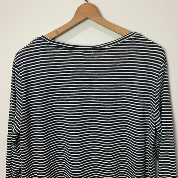 [Umgee] Black & White Striped Embroidered Floral 3/4 Sleeve Dress - Picture 7 of 7